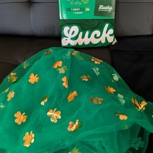 Lucky Green T-Shirt with Gold Shamrock Overlay